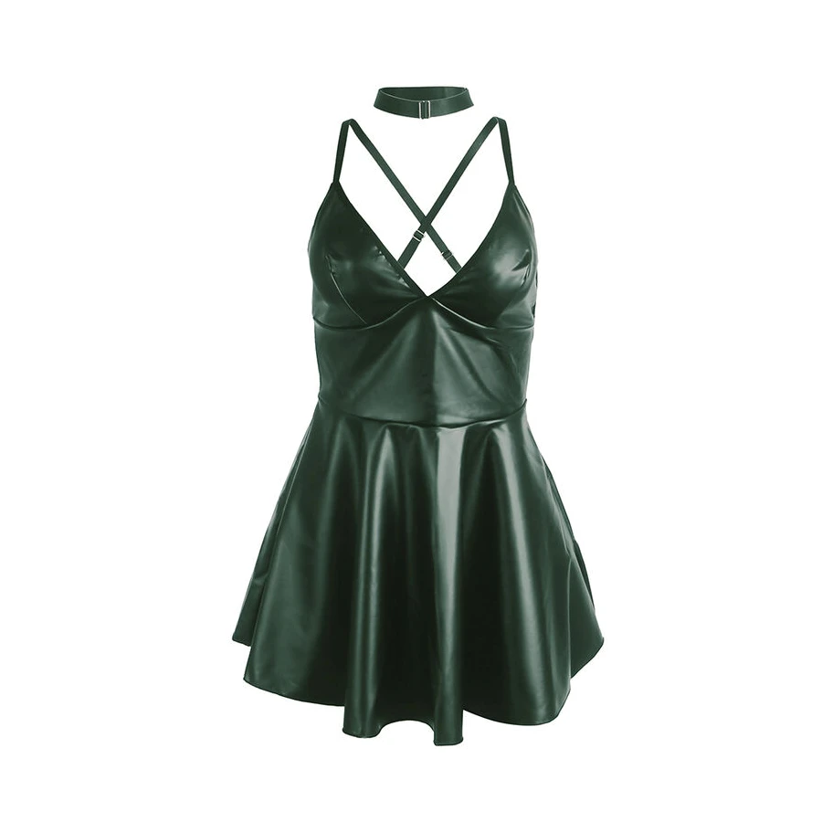 SUBBLIME - 955441 DRESS WITH GREEN LEATHER STRAPS L/XL